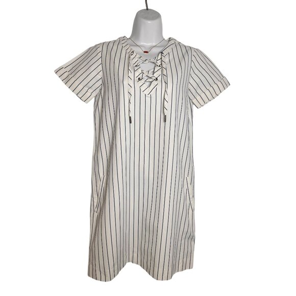 Madewell Harbor Lace-Up Shift Dress, F2186, Size: XXS - Picture 4 of 11